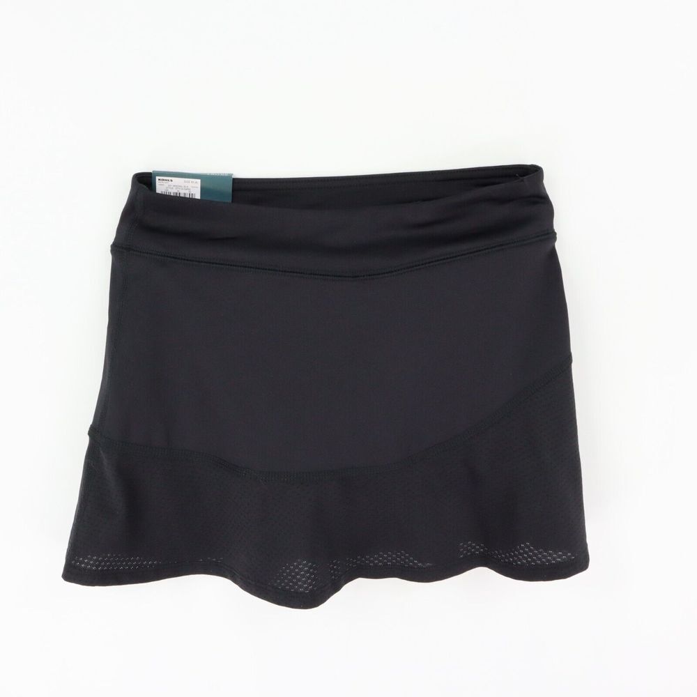 Tek Gear Skort Skirt Mid Rise Moisture Wicking Girls Sz M Black Mesh Stretch NWT